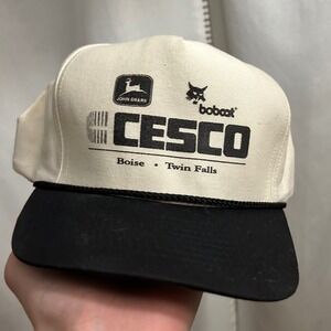 Vintage 90's CESCO John Deere Bobcat Snapback Hat Boise Twin Falls Retro Hat